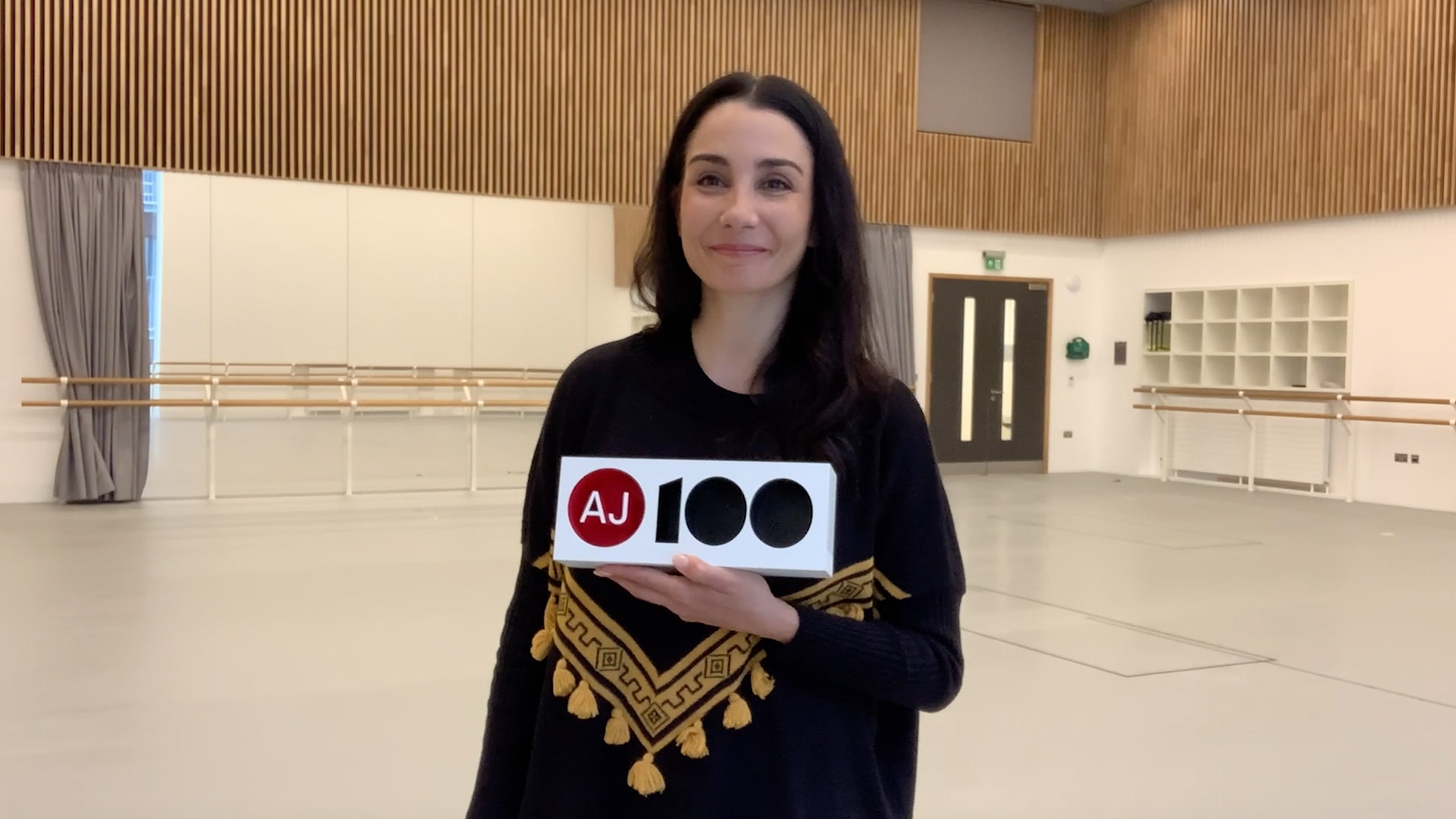 Tamara Rojo accepts the AJ100 Building of the Year Award in 2020
